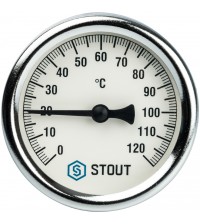 Термометр биметаллический STOUT с гильзой DN 63 0-120°С G 1/2