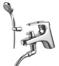 Смеситель для ванны Lemark LUNA однорычажный встраиваемый на борт с коротким изливом 151мм с аксессуарами хром LM4115C